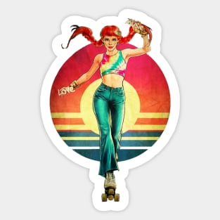 Rollergirl loves music Sticker